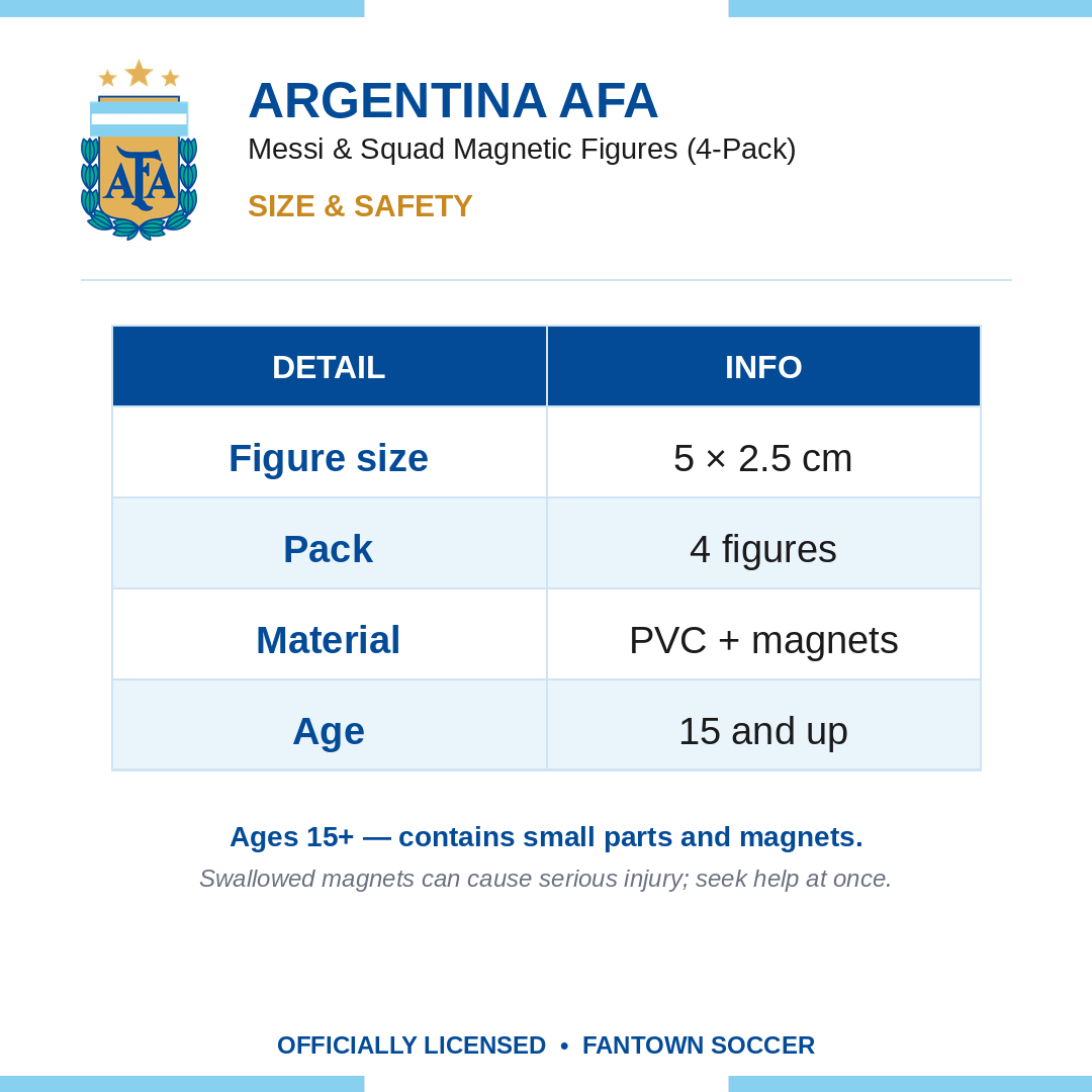 Argentina AFA Messi & Squad Magnetic Figures (4-Pack)